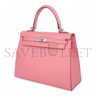 HERMÈS KELLY SELLIER 25 BAG PINK ROSE CONFETTI PALLADIUM HARDWARE EPSOM (25*17*7cm) 